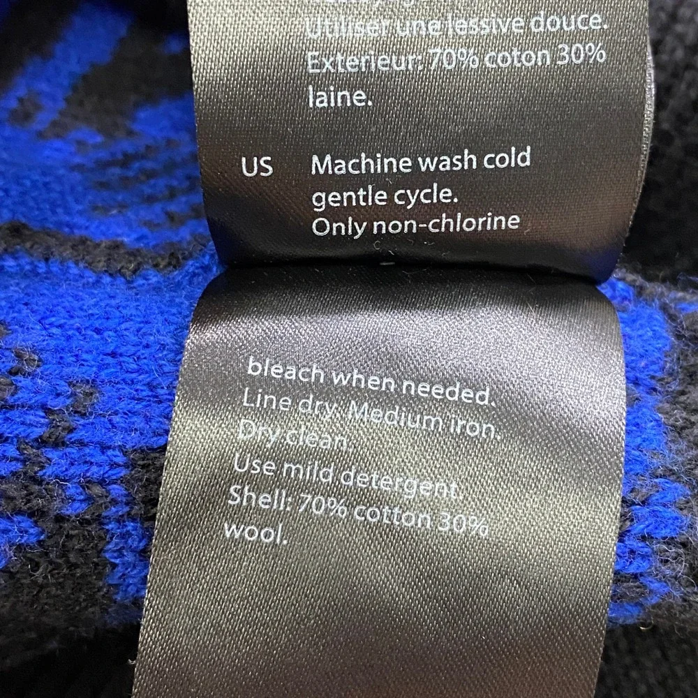 COS Sweater Vest Mens M Geometric Jacquard Cotton Wool Regular Blue Black Modern